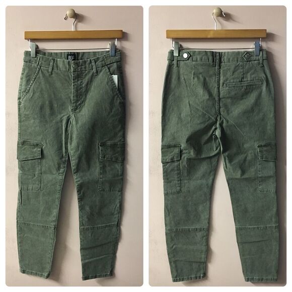 BDG Olive Green Mid-Rise Slim Fit Cargo Pants Size 26 NWT - Picture 1 of 12